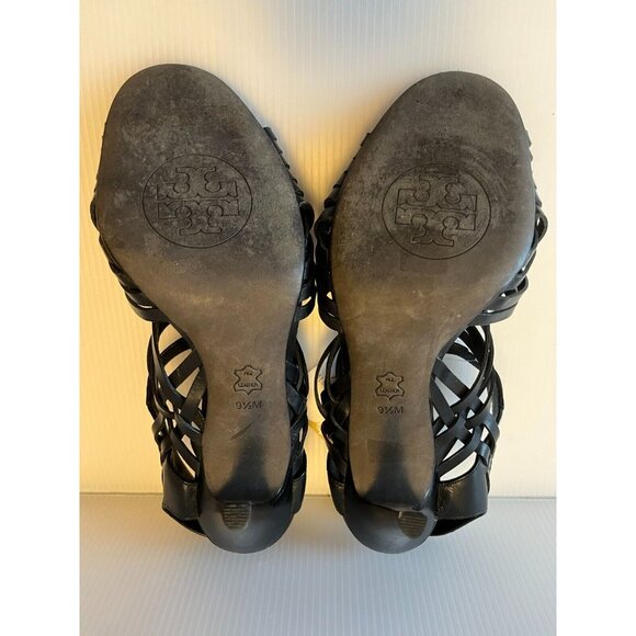 Tory Burch Black Woven Strappy Heels W/ Open Toes, Size 9.5 (US) - Picture 9 of 11